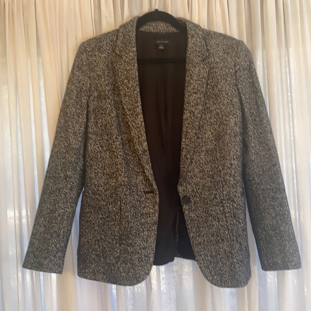 Ann Taylor Size 10 Black White Gray Blazer Jacket